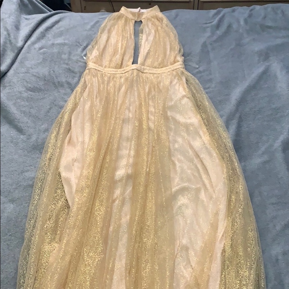 Boutique golden backless gown